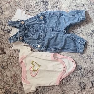 0-3 month baby girl old navy overalls